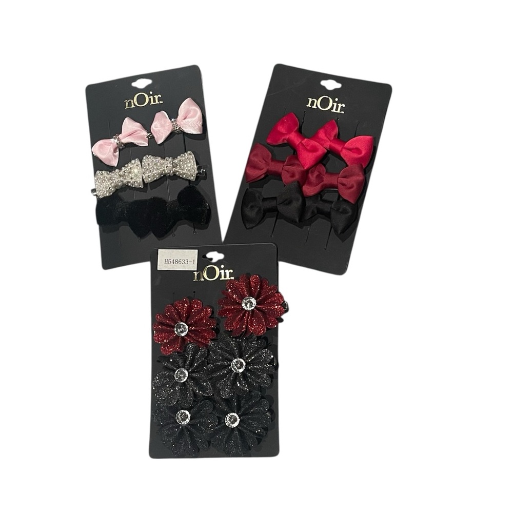 Noir Hair Accessories Set with Bows and Flowers